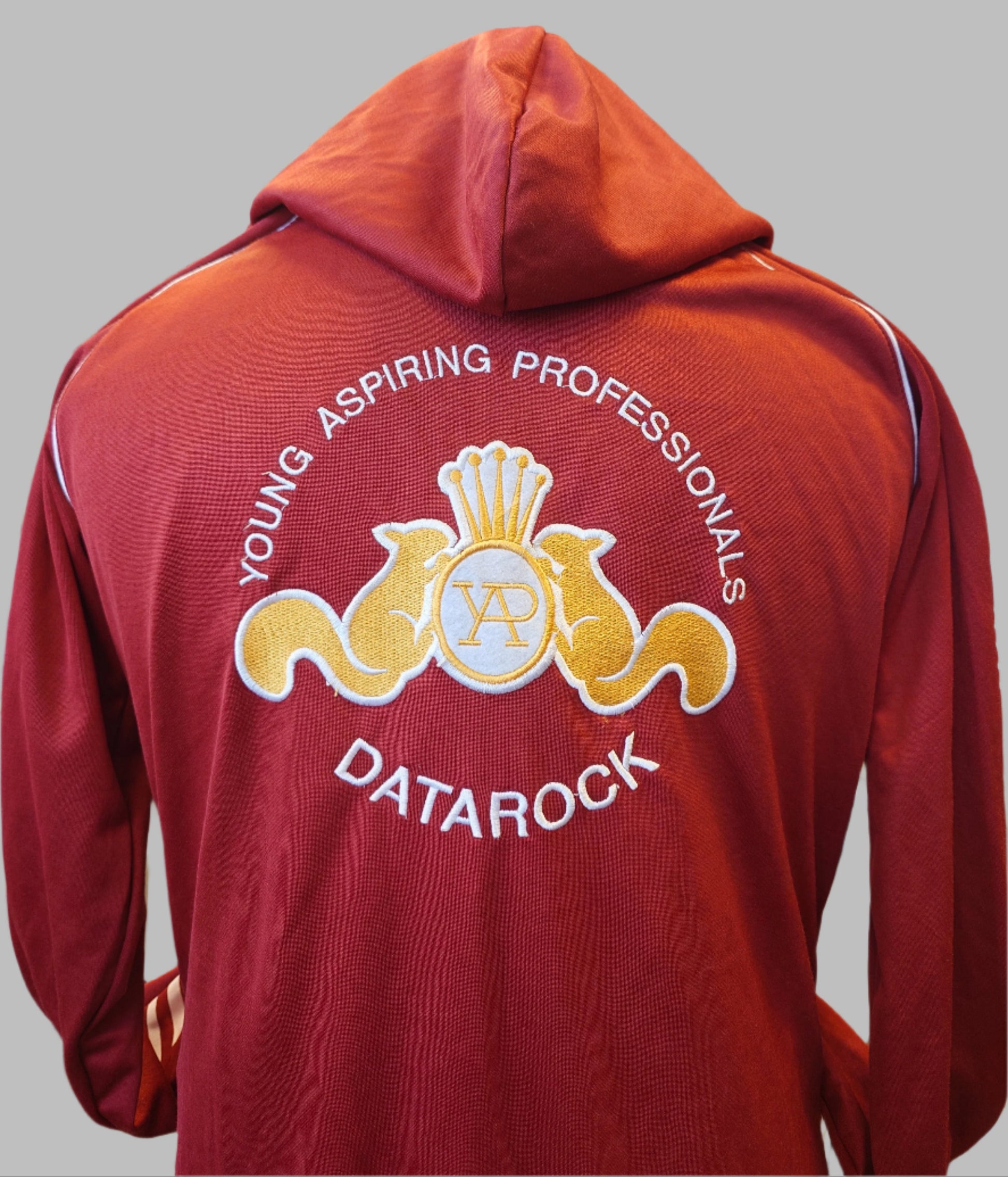 Datarock red tracksuit back